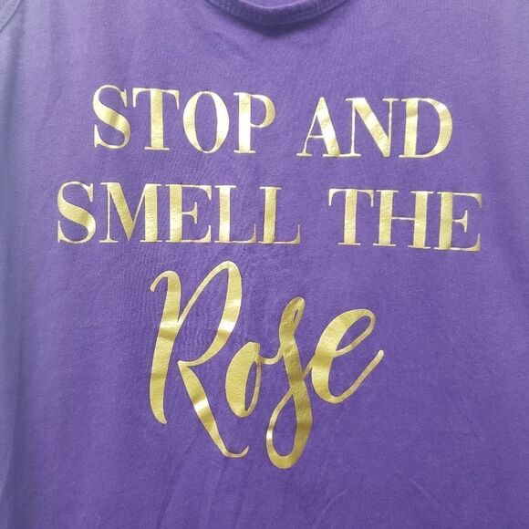 Ideal T By Next Level Stop And Smell The Rose Purple and Gold Tank Top Size S - Picture 4 of 4